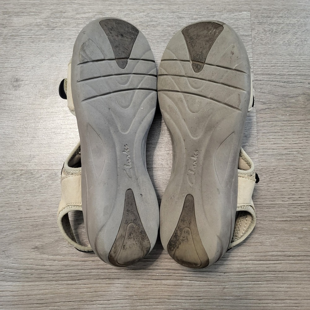 Clarks Women Beige Leather Adjustable Strap Sport Sandals Walking Shoe Comfort 8 - Picture 5 of 8